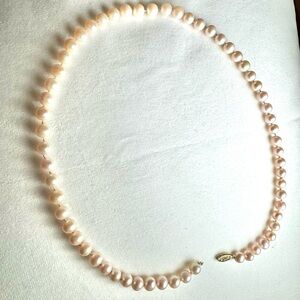 Real Pink Pearl Necklace 14K 585 Gold Clasp Repair Needed